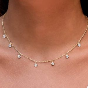 Sterling silver cz diamond drop necklace